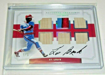 Lou Brock 17 National Treasures 6Piece Game Used