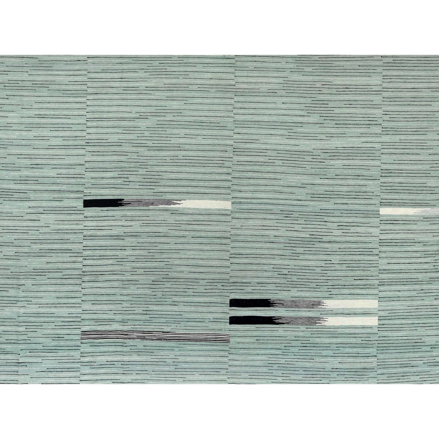 12'6"X15' Light Green Hand Woven Flat Weave Kilim Wool Reversible Rug