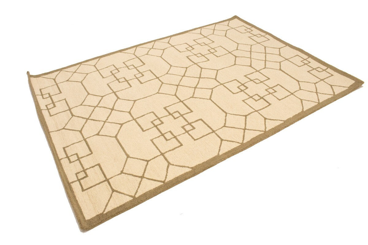 Cream Geometric Design Hand-Tufted Modern Wool