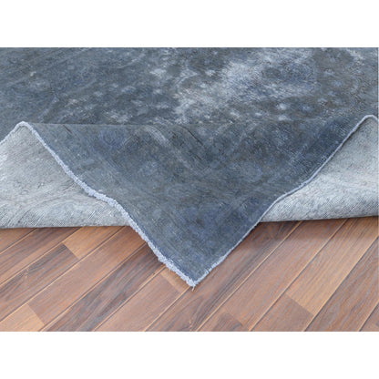 7'2"X10'4" Wool Hand Knotted Gray Vintage Overdyed Farsian Tabrez Rug