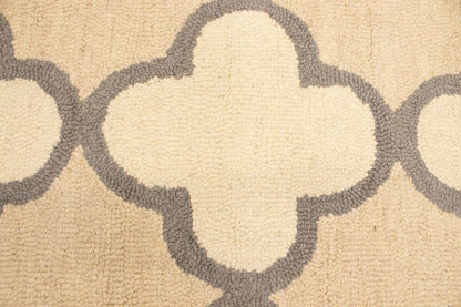 Cream Beige Trellis Style Rug Hand-Tufted Modern