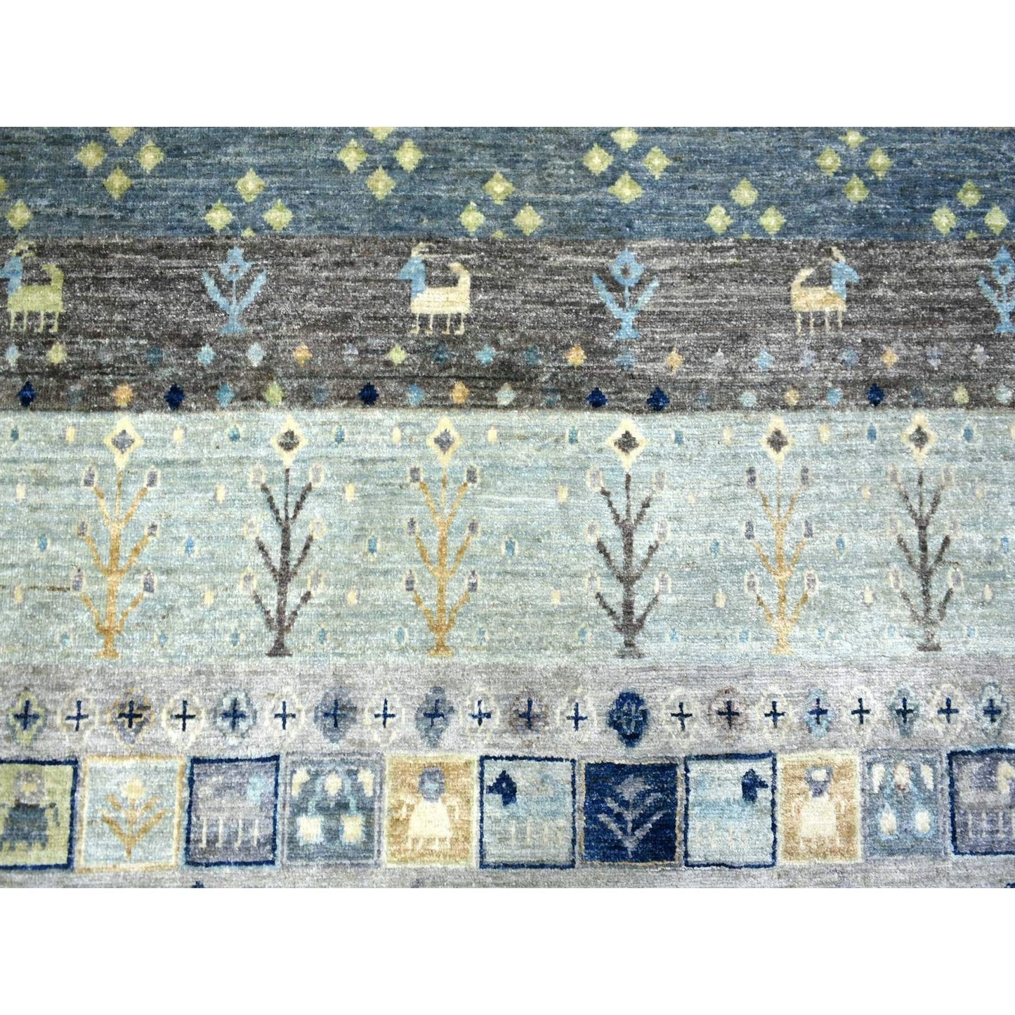 10'x13'8" Space Gray Afghan Kashkuli Soft Wool Hand Knotted Rug