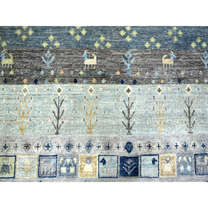 10'x13'8" Space Gray Afghan Kashkuli Soft Wool Hand Knotted Rug