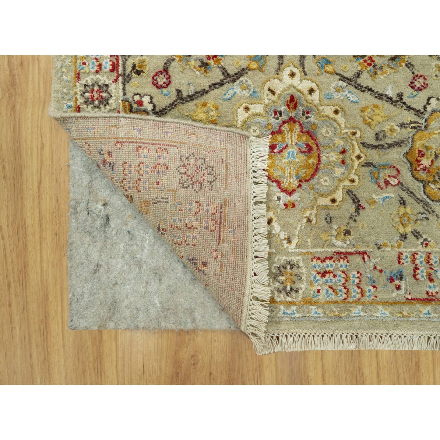 2'8"X6' Camel Wool And Silk Sunset Hand Knotted Runner Oriental Rug