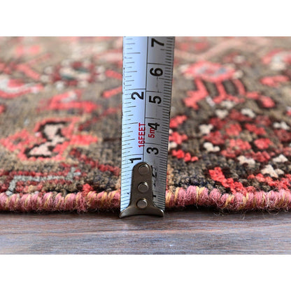 2'X5'8" Brown Vintage Zoroastrian Khamadan Hand Knotted Wool Runner Rug