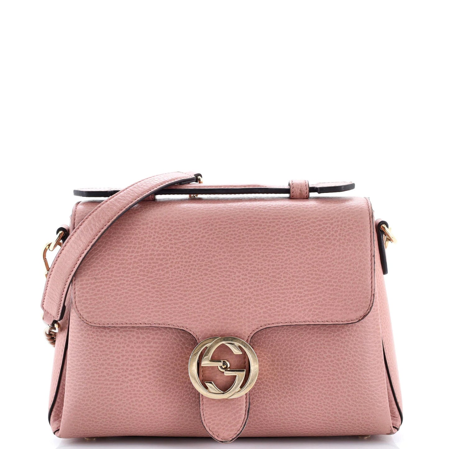 Gucci Interlocking Top Handle Bag Leather Medium