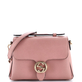 Gucci Interlocking Top Handle Bag Leather Medium