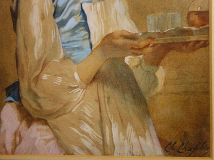 Charles Joshua Chaplin "Young Girl" Original Watercolor With Coa Signed Framed