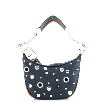 Gucci Attache Shoulder Bag Grommet Embellished Leather Mini