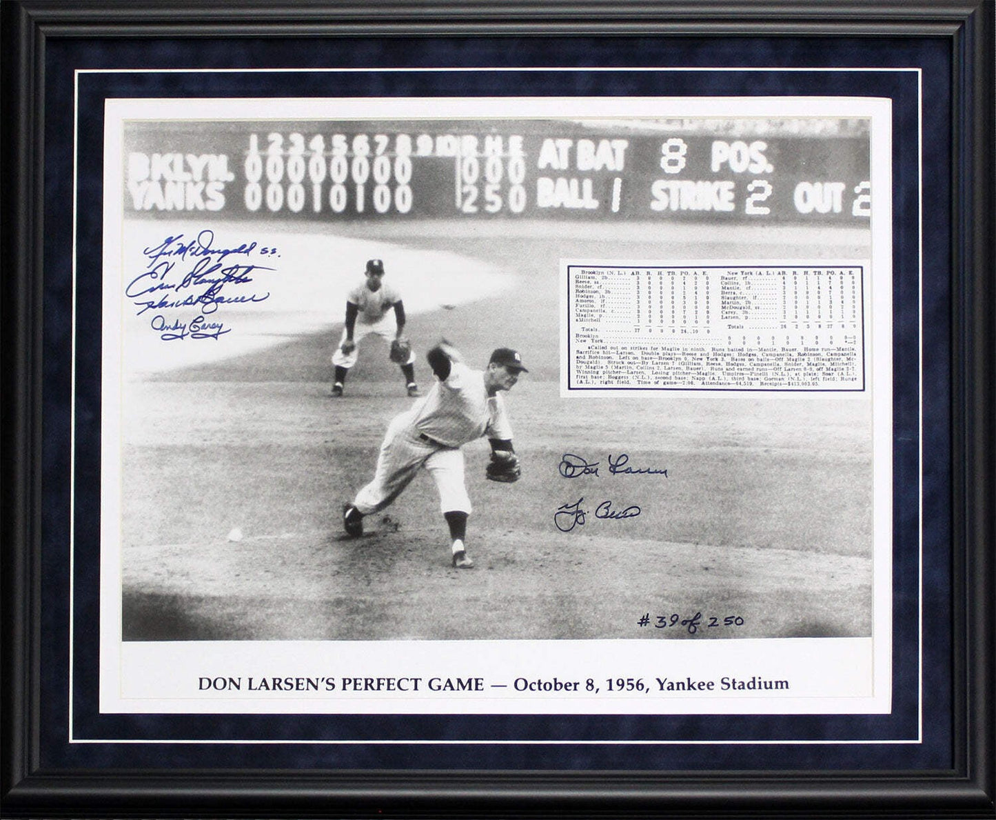 World Series Don Larsen & Yogi Berra Autographed Perfect Framed Photo 16x20