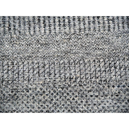 14'X14' Ellie Gray Hand Knotted Plain Modern Grass Design Wool Round Rug