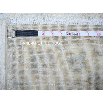 2'5"X9'6" Delicate White Washed Out Peshawar Wool Hand Knotted Runner Rug