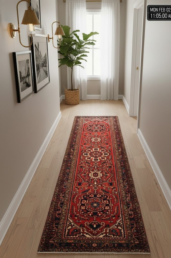 3'6X11'9 Oriental Runner Rug Floral Geometric Farmhouse Carpet