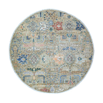 6'X6' Gray Hand Knotted Pure Wool Natural Dyes Round Oriental Rug