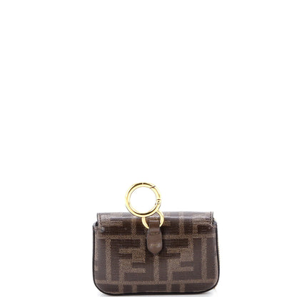 Fendi Chain Baguette Charm Bag Zucca Coated Canvas Nano