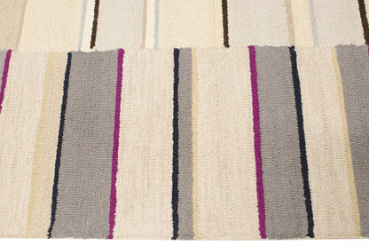 Contemporary Multicolored Stripes 5X8 Hand-Tufted