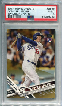 Cody Bellinger 2017 Topps Update Swinging Variation Gold Rookie Card (Psa 9)