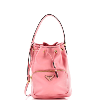 Prada Drawstring Pocket Bucket Bag Soft Calf Small
