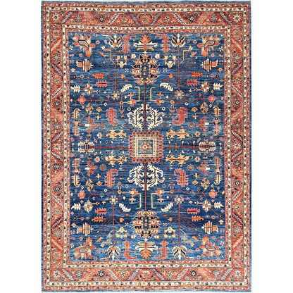 10'X13'10" Imperial Blue Heris All Over Design Soft Wool Hand Knotted Rug