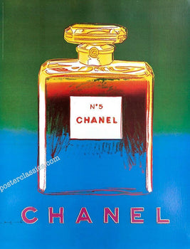 Chanel N5 Warhol  Original 1997 On Linen Green/Blue 22 X 29 Inches