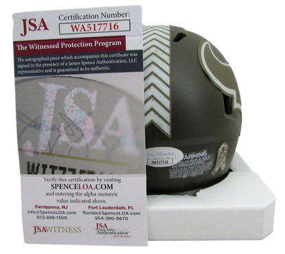 Andre Johnson Autographed Mini Salute To Service Helmet Houston Texans Jsa