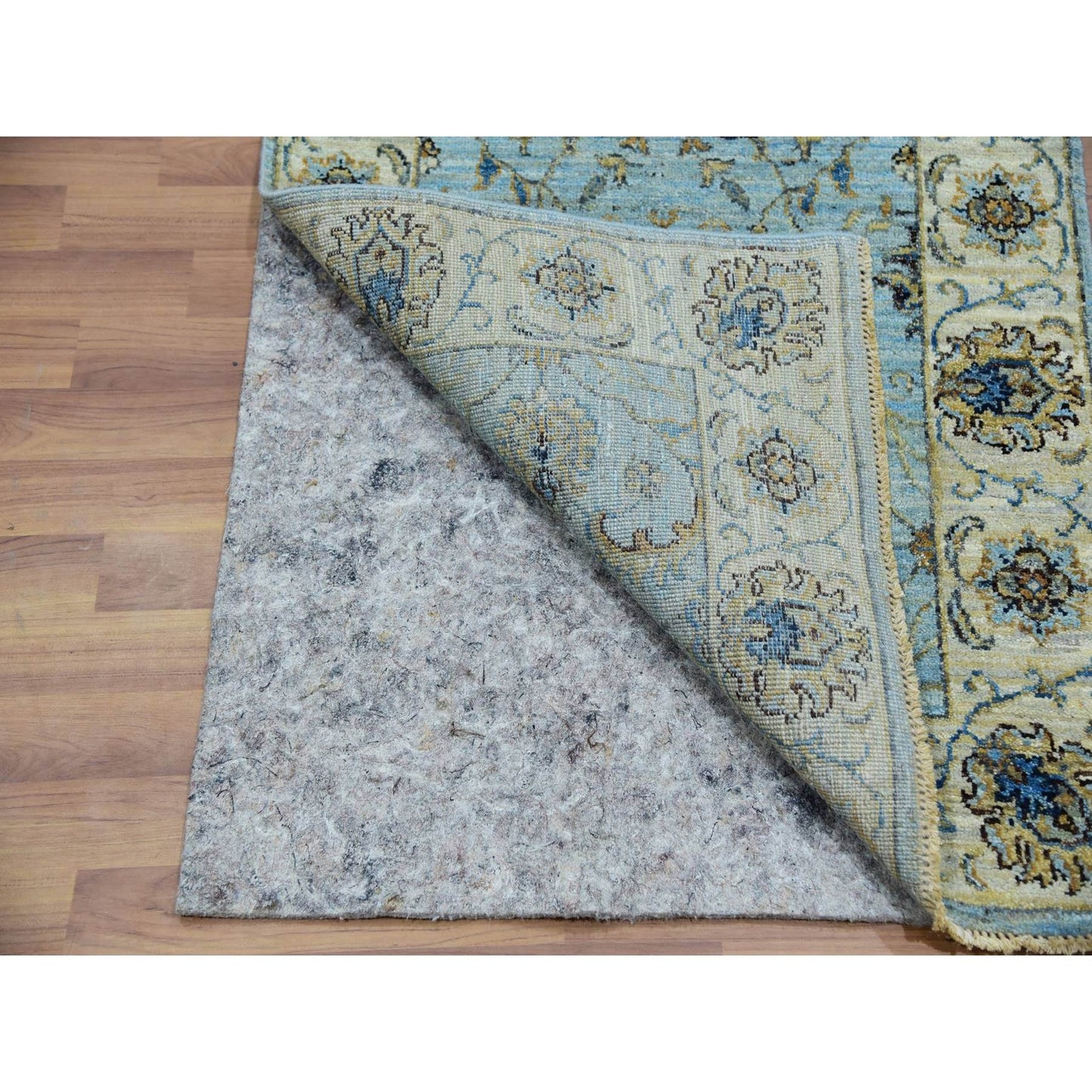 2'6"X14' Reverie Blue Wool Hand Knotted Shah Abbas Runner Oriental Rug