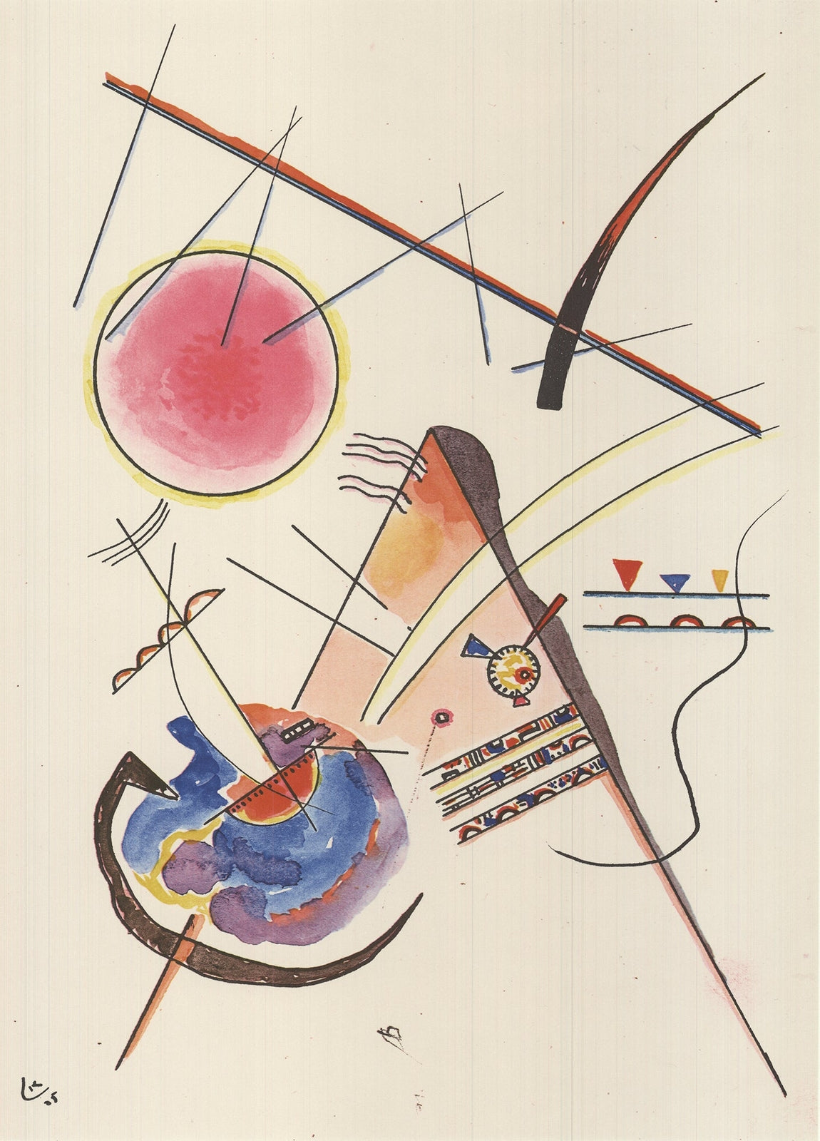 Wassily Kandinsky Watercolor From The Hess Guest Book " Offset Lit