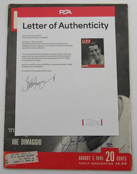 Joe Dimaggio Hof Signed/Auto Aug. 1, 1949 Life