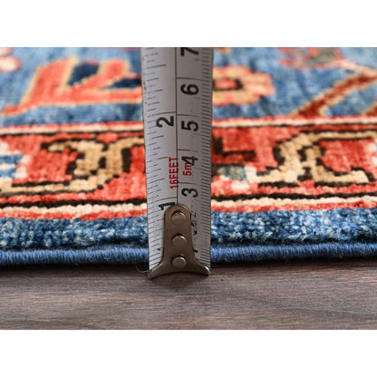 2'10"X9'10" Blue Heris All Over Design Hand Knotted Soft Wool Runner Rug