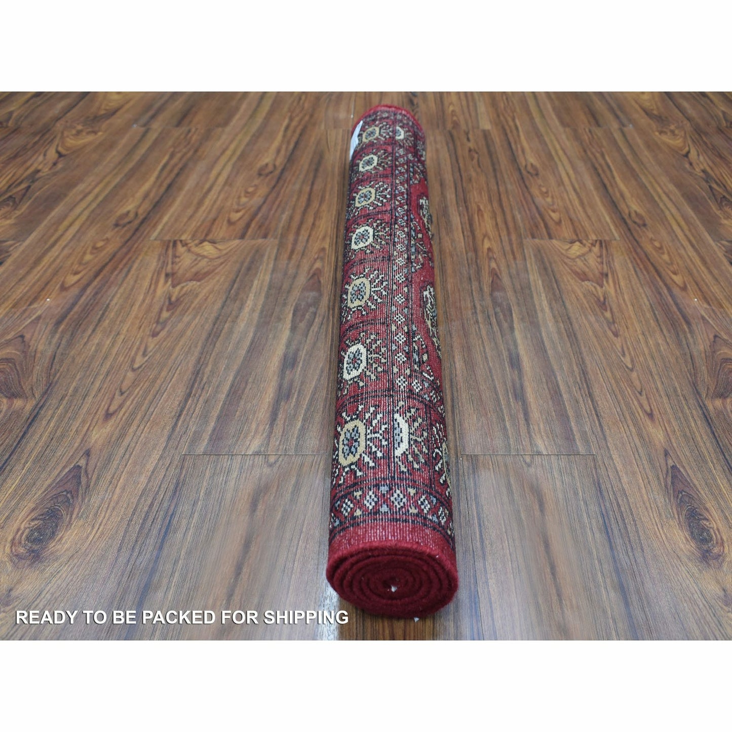 3'X4'10" Organic Wool Hand Knotted Mori Bokara Deep Red Oriental Rug
