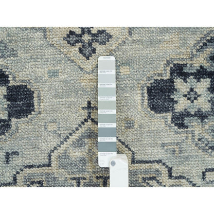 8'10"X11'10" Silver Gray Pure Wool Hand Knotted Anatolian Design Rug