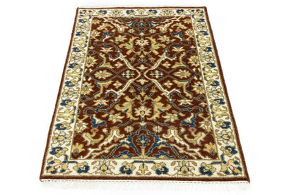 Handmade Rust Floral Chobi Rug Small Entryway
