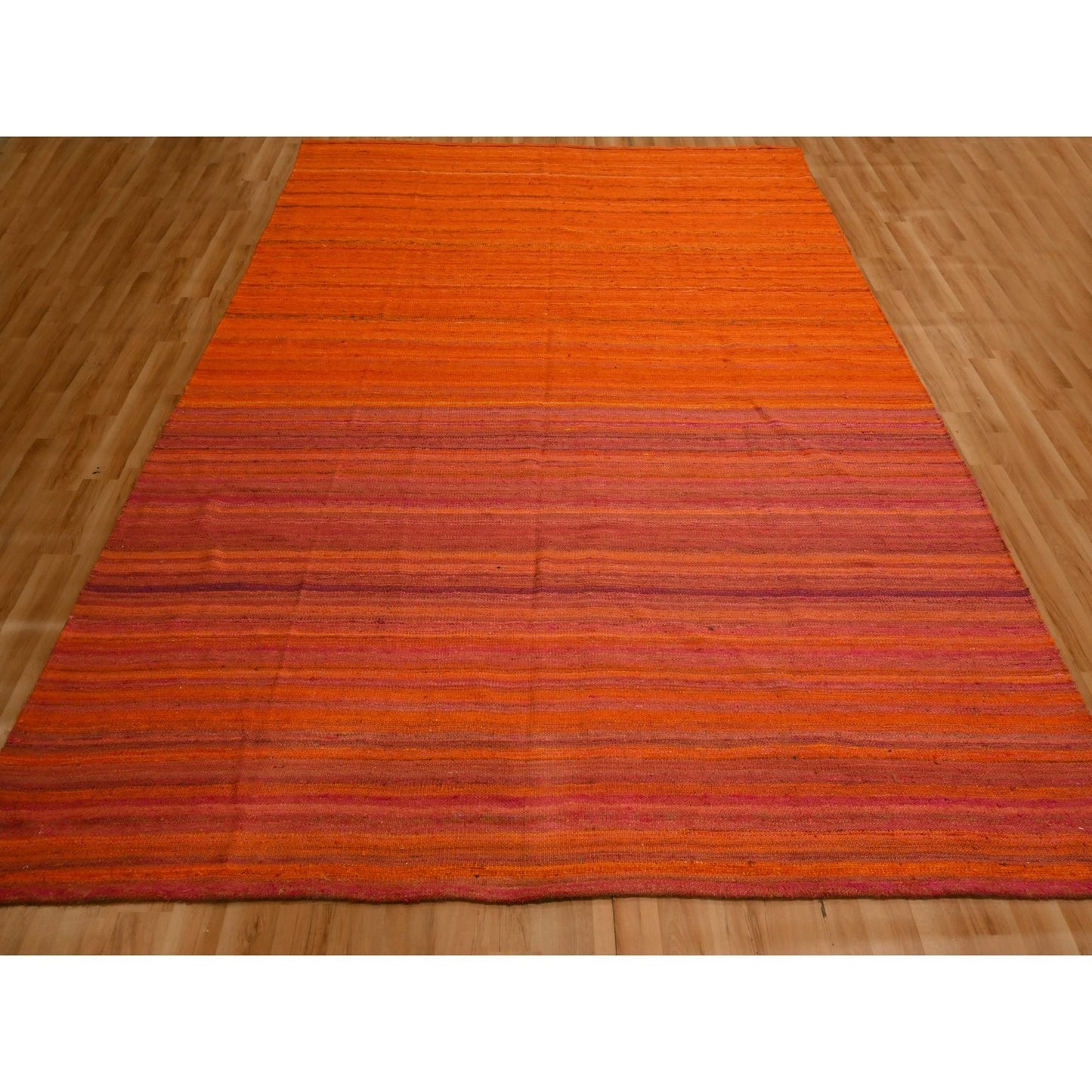 8'X10'1" Sunset Colors Plain Solid Design Wool And Silk Hand Knotted Rug