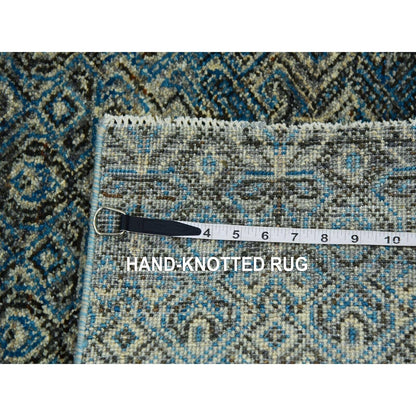 2'6"X12' Blue Kohinoor Herrita Design 100% Wool Hand Knotted Runner Rug