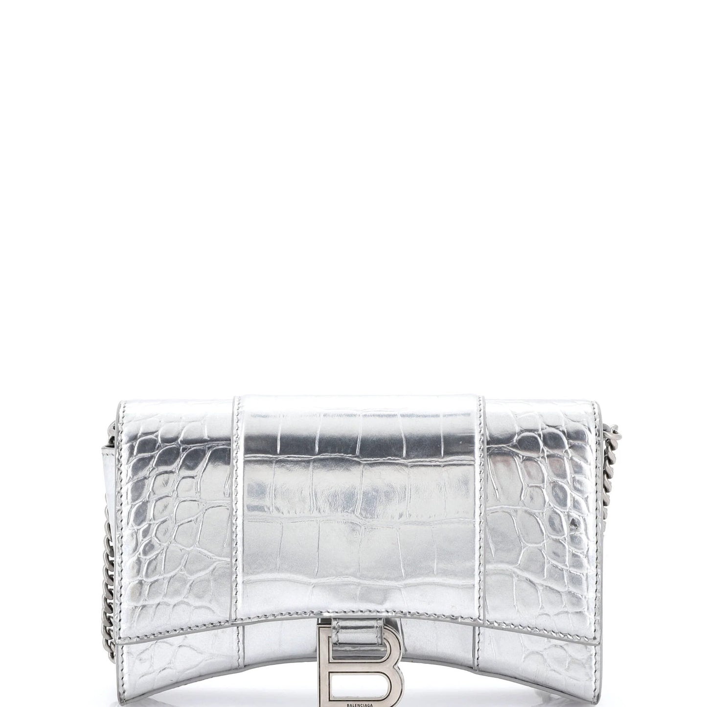 Balenciaga Hourglass Crossbody Bag Crocodile Embossed Leather Xs