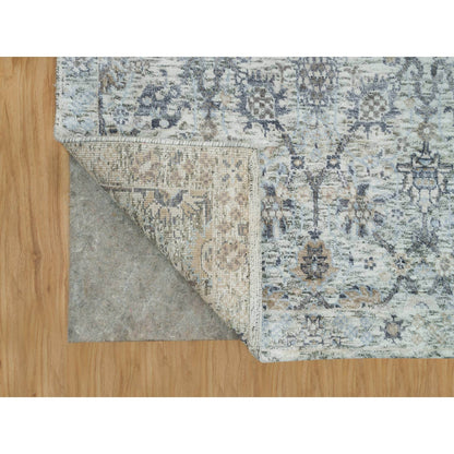 3'X5' Gardenia Ivory Silk And Wool Hand Knotted Tebraz Vase Design Rug