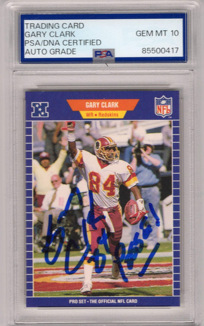 Gary Clark 1989 Topps #424 Autographed Card Psa Gem Mt 10 Card