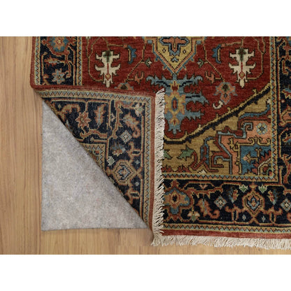 2'8"X10' Chili Red New Zealand Wool Heris Revival Hand Knotted Runner Rug