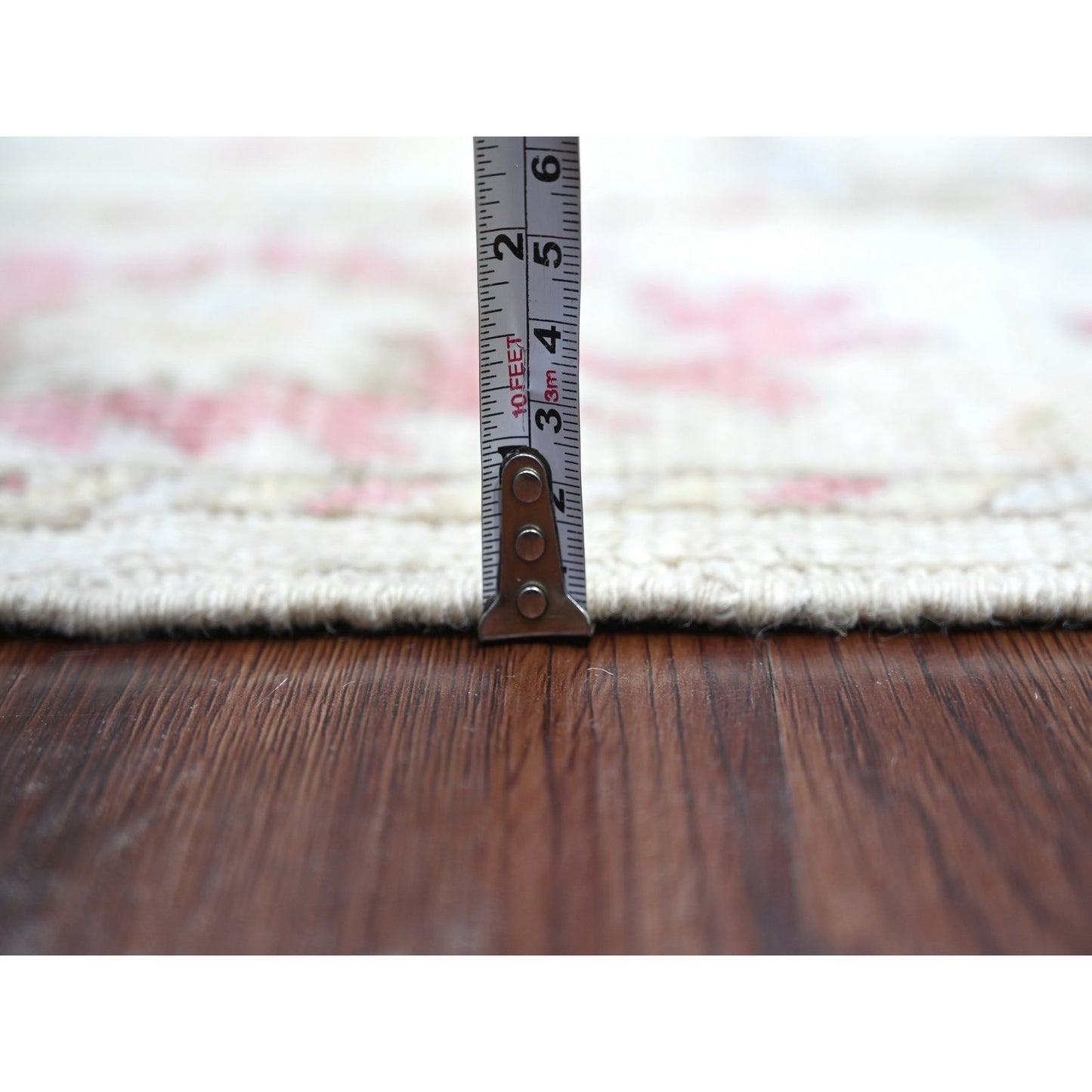 2'8"x15'7" Ivory Angora Oushak Leaf Design Hand Knotted Wool Runner Rug