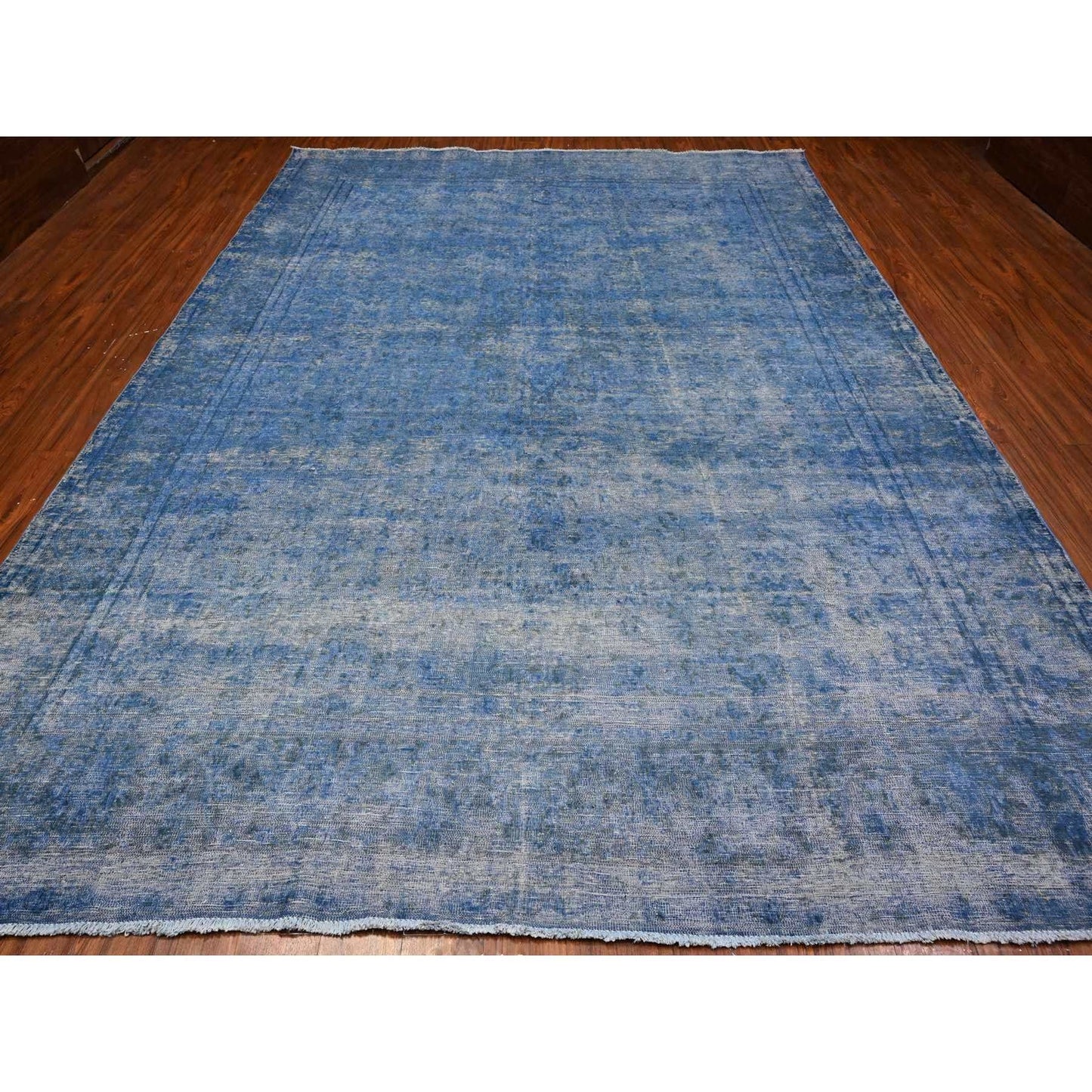 9'8"X12'10" Lowes Blue Cleaned Vintage Zoroastrian Karman Oriental Rug