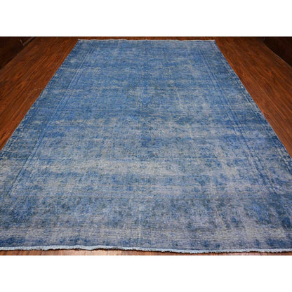 9'8"X12'10" Lowes Blue Cleaned Vintage Zoroastrian Karman Oriental Rug
