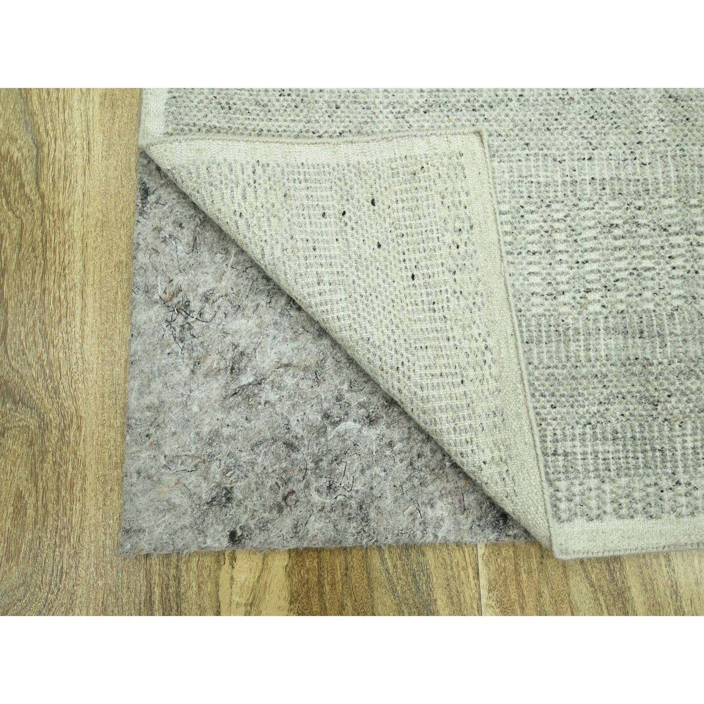 2'7"X8'1" Gray 100% Wool Rug Hand Knotted Oxidized Grass Design Runner