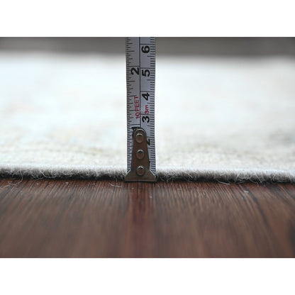 2'10"X12'7" White Angora Oushak Leaf Motifs Hand Knotted Wool Runner Rug