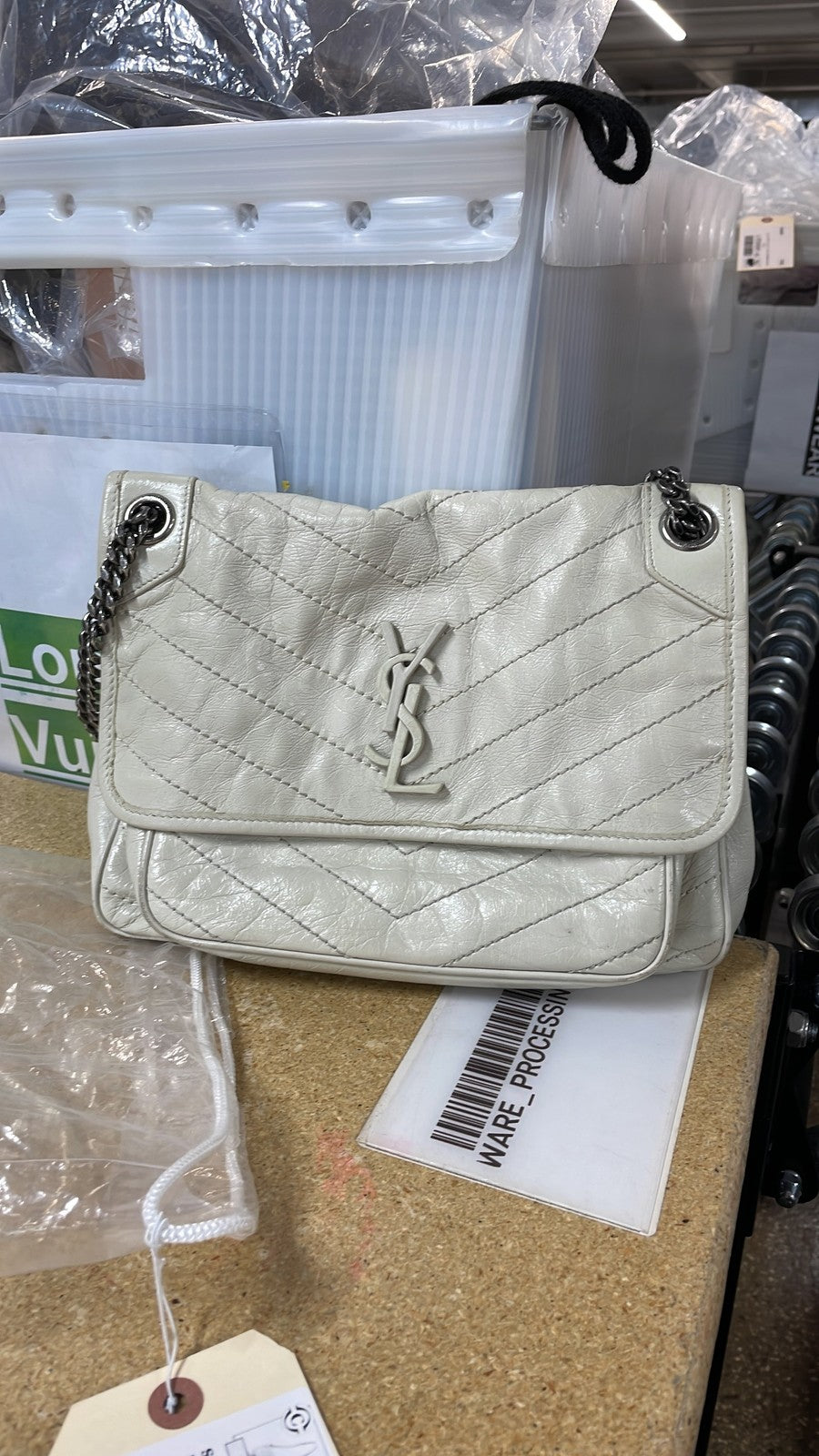 Saint Laurent Niki Chain Flap Bag Matelasse Chevron Leather Medium