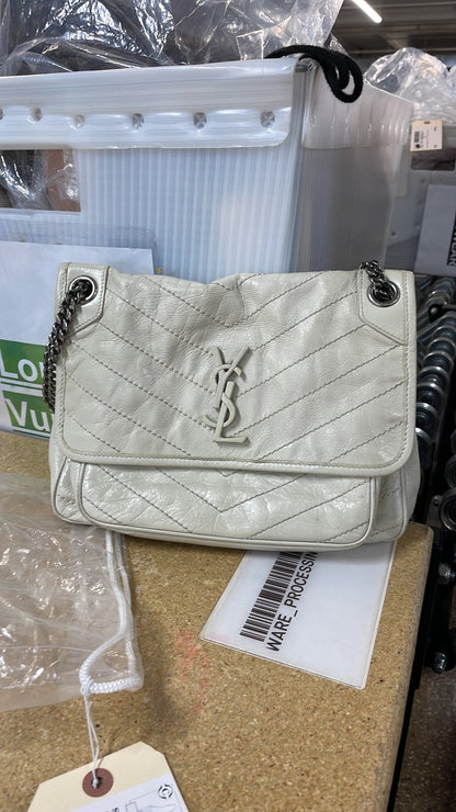 Saint Laurent Niki Chain Flap Bag Matelasse Chevron Leather Medium