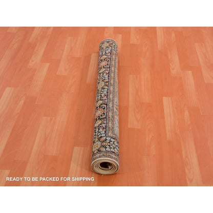 Rug 4'1"x6'1" Tobacco Brown Hand Knotted 100% Silk 400 KPSI Oriental