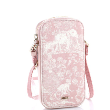 Christian Dior Zip Phone Holder Crossbody Bag Printed Canvas And Leather