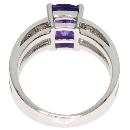 1.87Ct Amethyst Diamond Ring K18 White Gold  8.5G