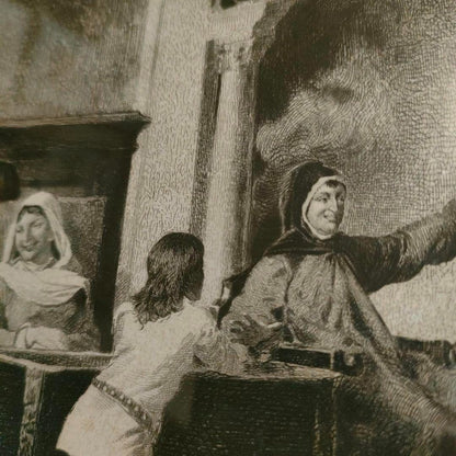 Antique 1886 Etching Boccaccio After Amos Cassioli By J.S. King  Gebbie & Co.