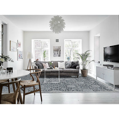 9'X11'8" Ash Gray Oushak Influence Pure Silk With Wool Hand Knotted Rug